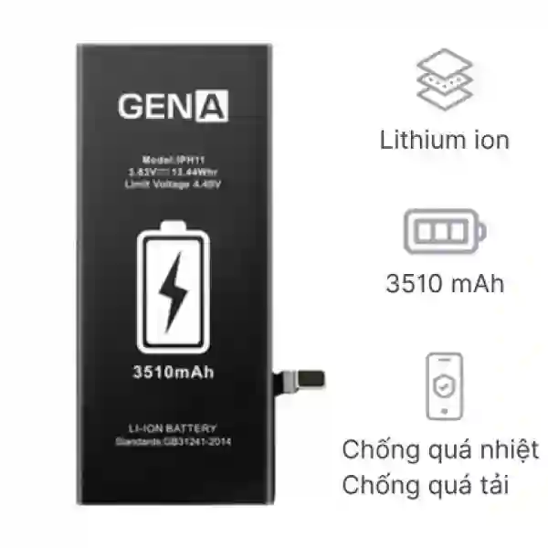 Thay pin iPhone 11 dung lượng siêu cao chính hãng GENA